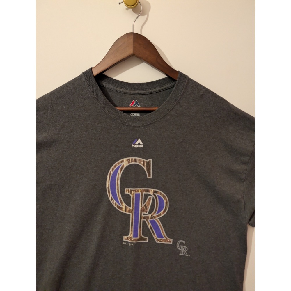 Majestic T-Shirt Mens XL Charcoal Excellent Colorado Rockies Camo MLB Baseball